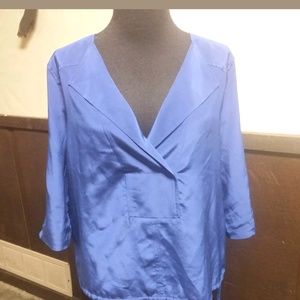 BCBG MAXAZRIA royal Blue  Silk 3/4 Sleeve Blouse S